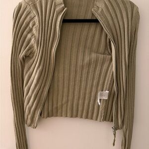 Pull&Bear Ribbed Beige Cardigan